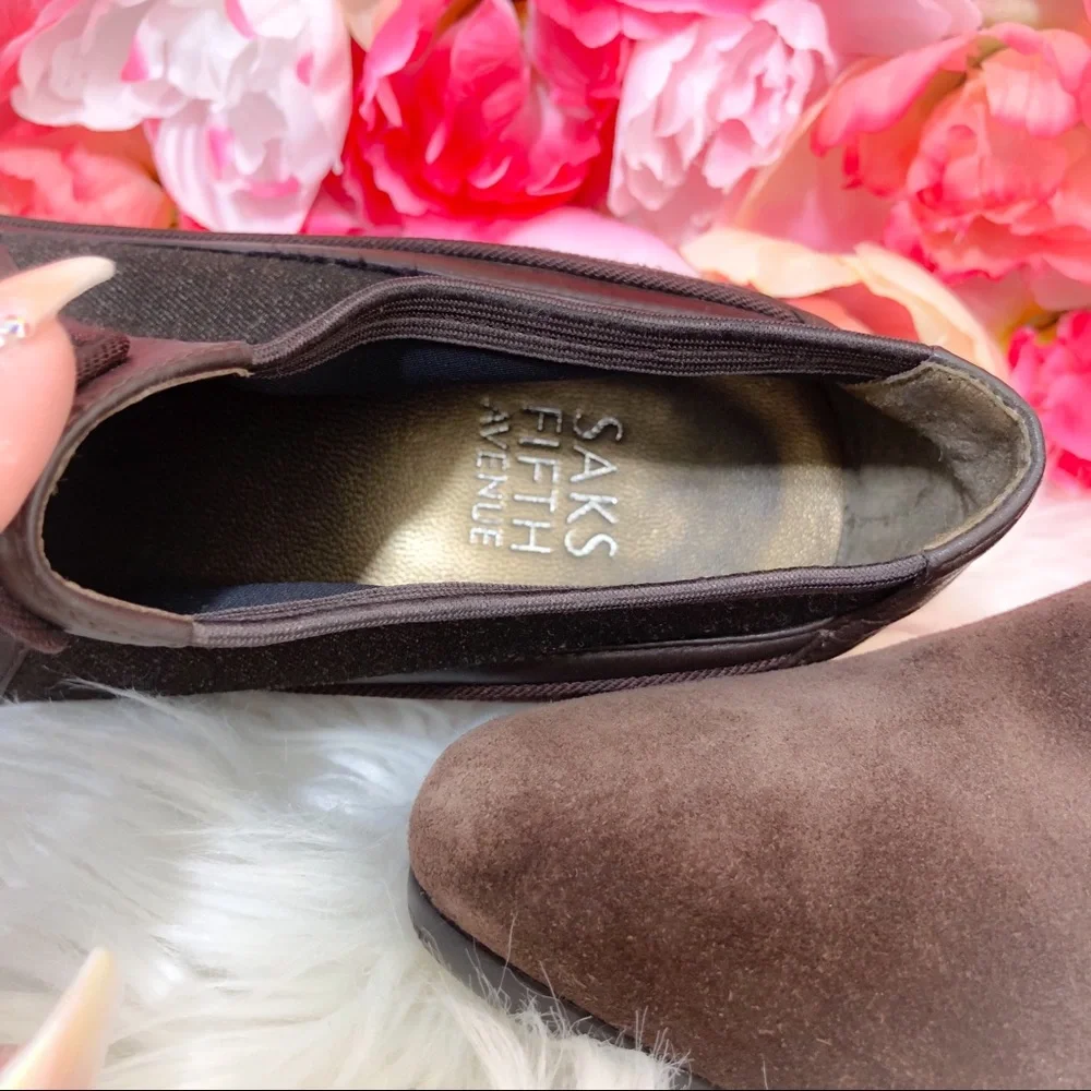 Saks Fifth Avenue Brown Suede Ankle Booties